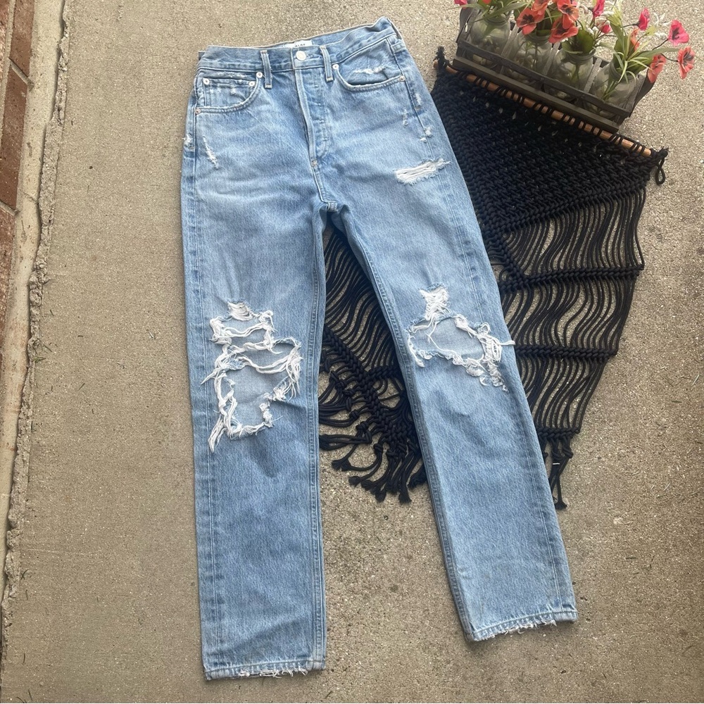 Agolde High Rise Distressed Jeans Size 23 - Picture 2 of 8